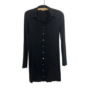 Aritzia Wilfred Womens XXS Black Button-Up  Shirt Dress Long Sleeve
